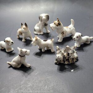 Vintage Miniature Dogs Ceramic Japan Lot of 8